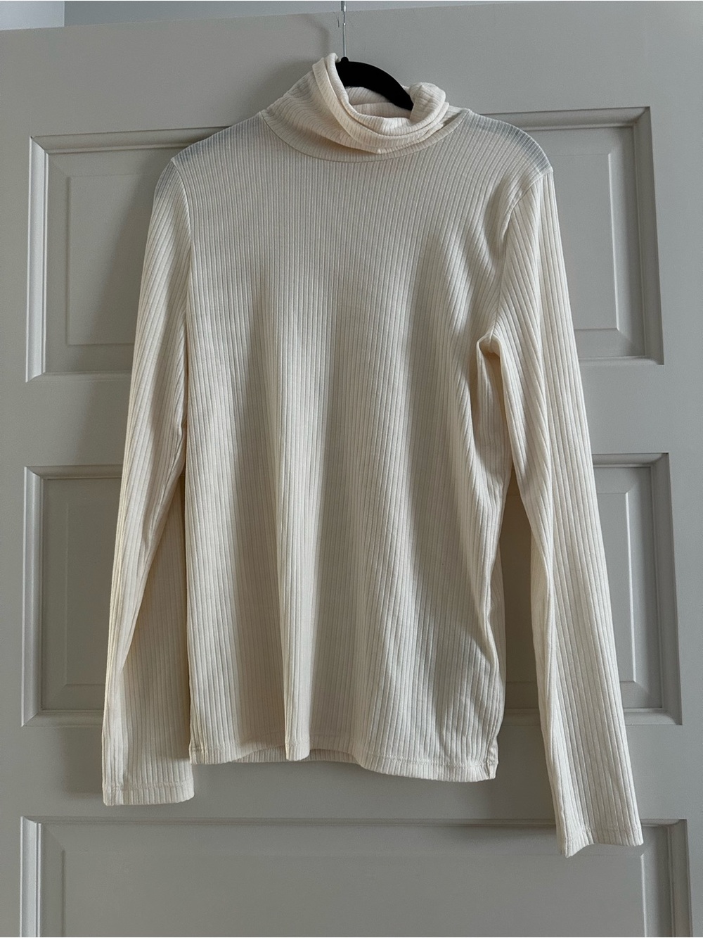 Madewell Ribbed Cream Turtleneck Long Sleeve Top